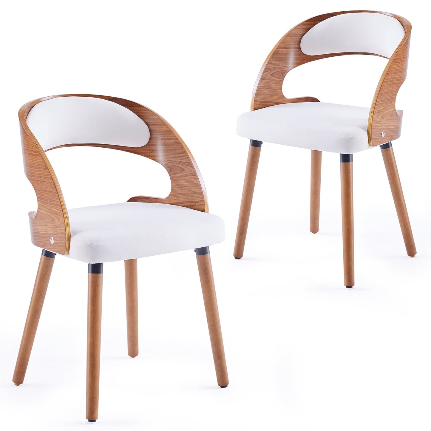 STARY Set of 2 Wooden Dining Chairs with Curved Backrest for Kitchen Dining Room, Beige