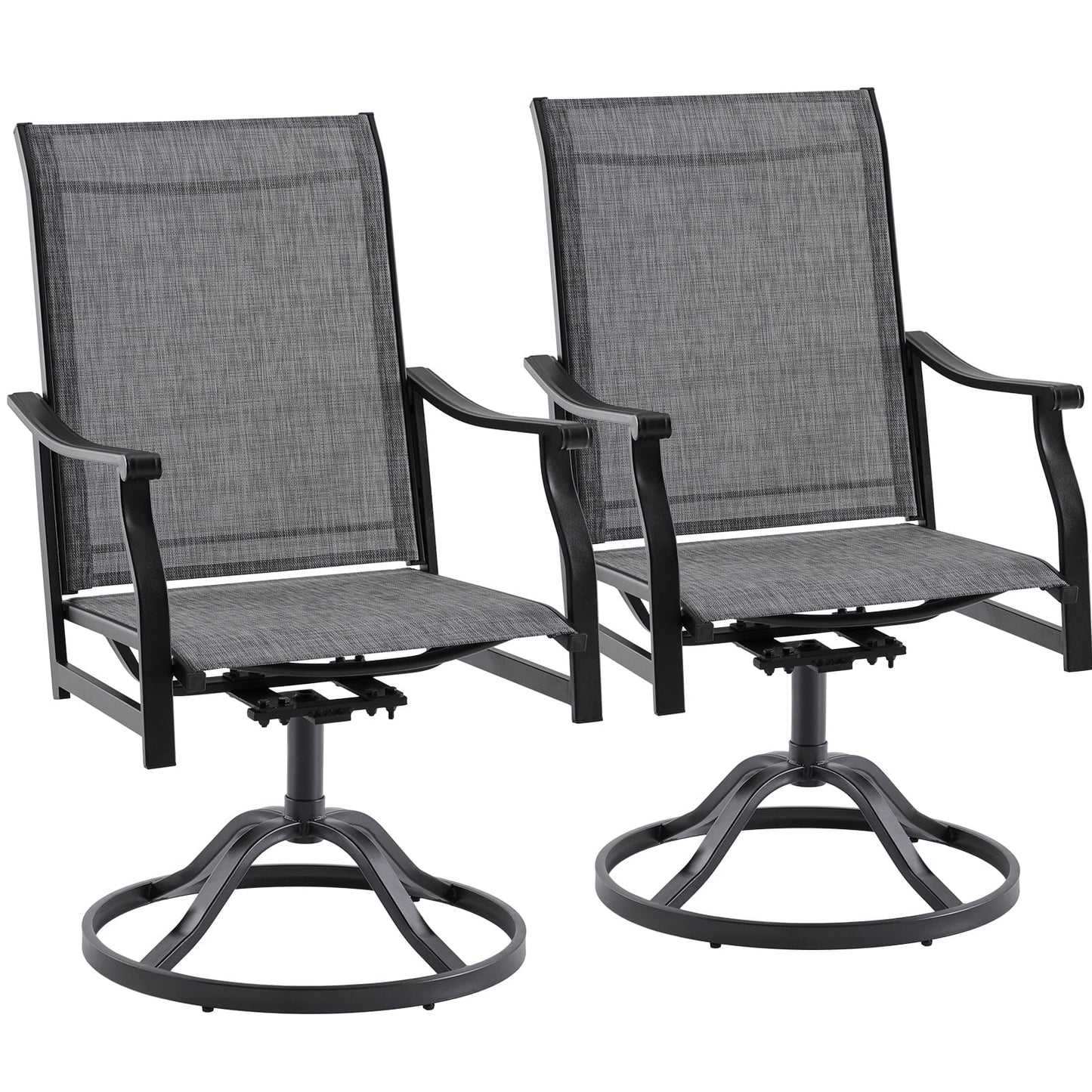 STARY Set of 2 Outdoor Dining Chairs, 360° Swivel Dining Chair with Textilene Fabric, All-Weather Resistant Metal Outdoor Armchair, Ergonomic Comfort, Perfect for Patio, Backyard, Balcony