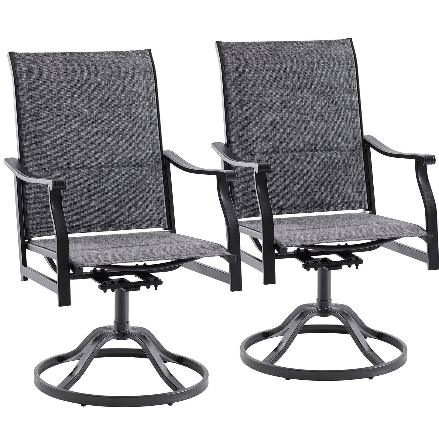 STARY Set of 2 Outdoor Dining Chairs, 360¡ã Swivel Dining Chair with Textilene Fabric, All-Weather Resistant Metal Outdoor Armchair, Ergonomic Comfort, Perfect for Patio, Backyard, Balcony