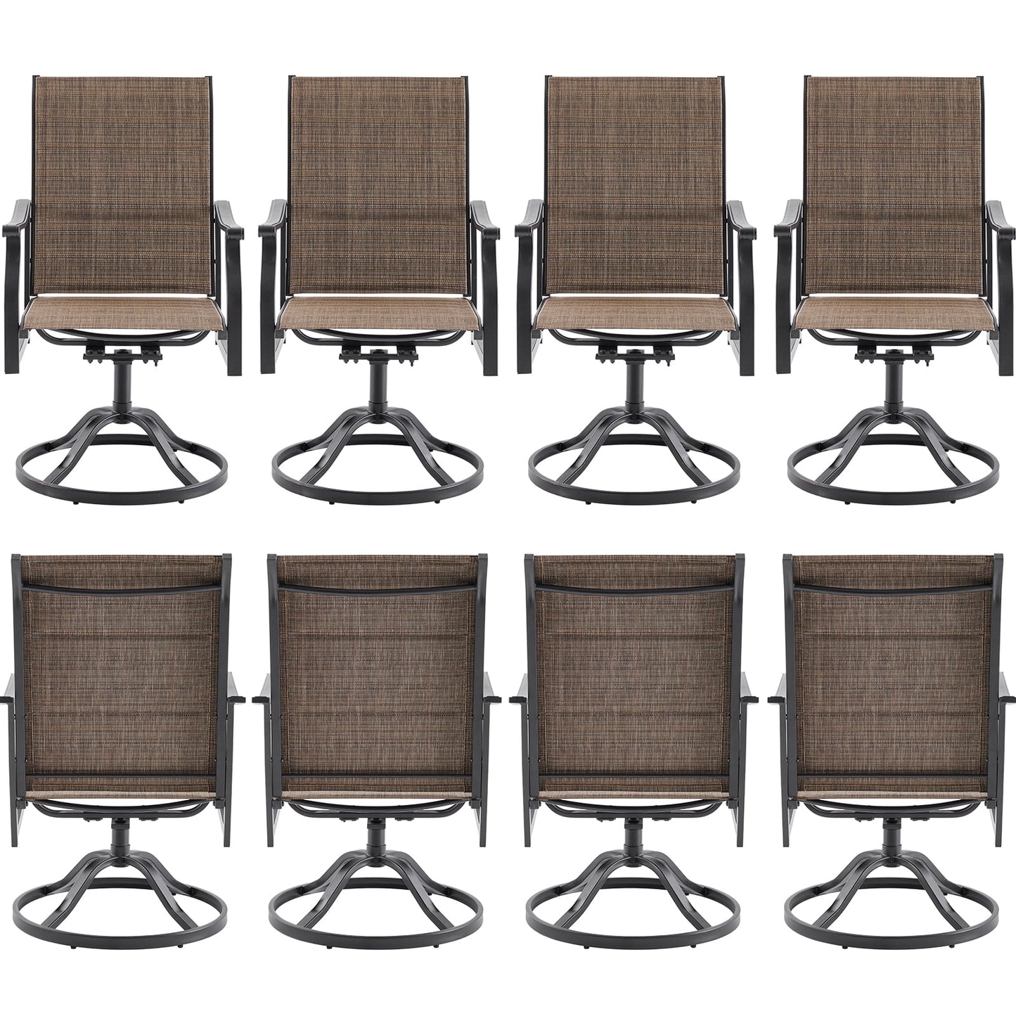 STARY Set of 8 Outdoor Dining Chairs, 360° Swivel Dining Chair with Textilene Fabric, All-Weather Resistant Outdoor Metal Armchair, Ergonomic Comfort, Perfect for Patio, Backyard, Balcony