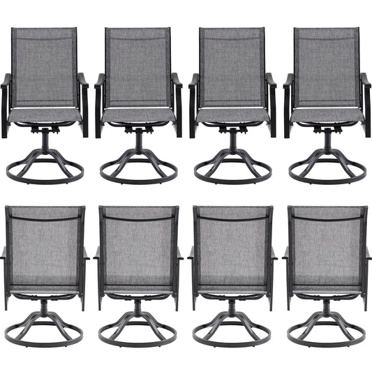 STARY Set of 8 Outdoor Dining Chairs, 360° Swivel Dining Chair with Textilene Fabric, All-Weather Resistant Outdoor Metal Armchair, Ergonomic Comfort, Perfect for Patio, Backyard, Balcony