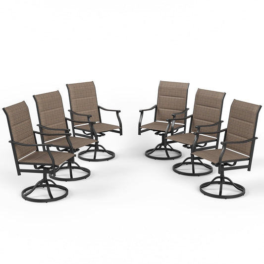 STARY Set of 6 Outdoor Dining Chairs, 360° Swivel Dining Chair with Textilene Fabric, Metal Outdoor Armchair Resistant to All Weather Conditions, Ergonomic Comfort, Perfect for Patio, Backyard, Balcony