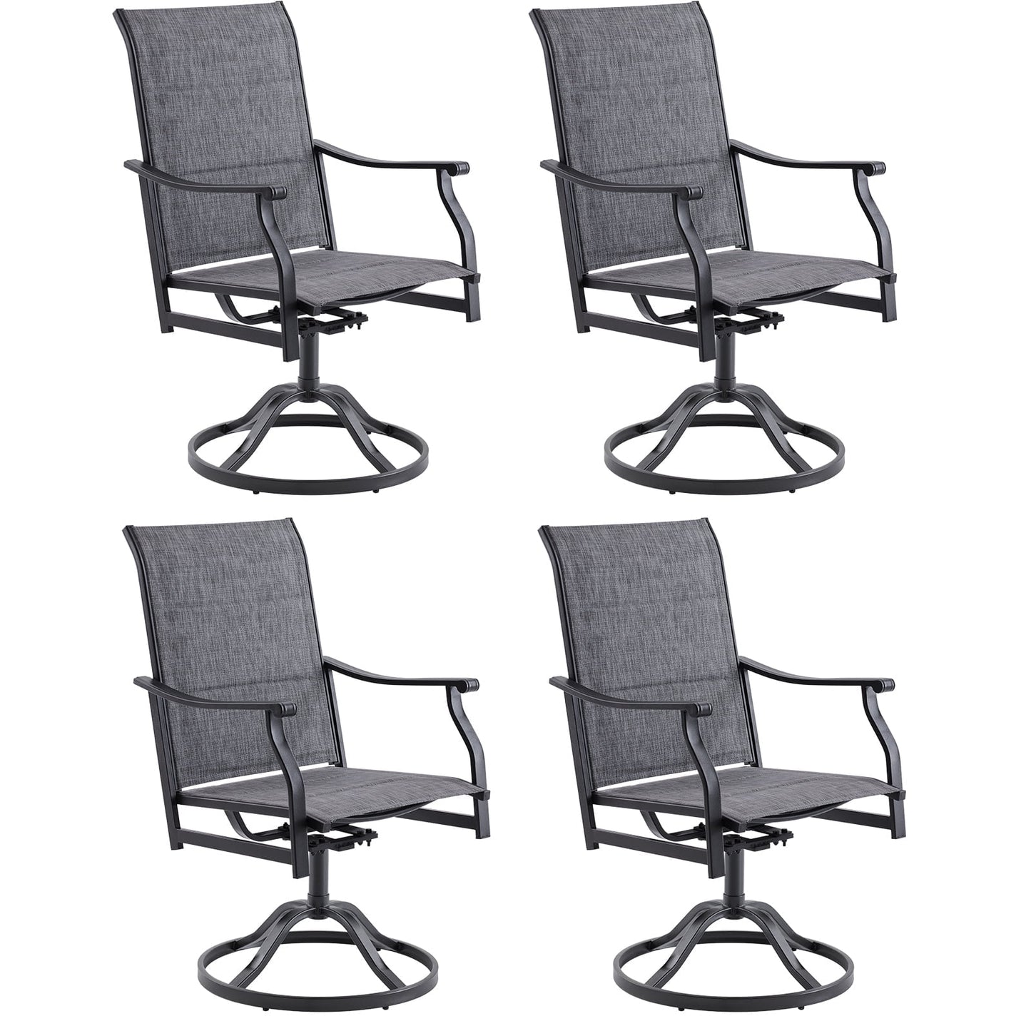 STARY Set of 4 Outdoor Dining Chairs, 360° Swivel Dining Chair with Textilene Fabric, All-Weather Resistant Outdoor Metal Armchair, Ergonomic Comfort, Perfect for Patio, Backyard, Balcony