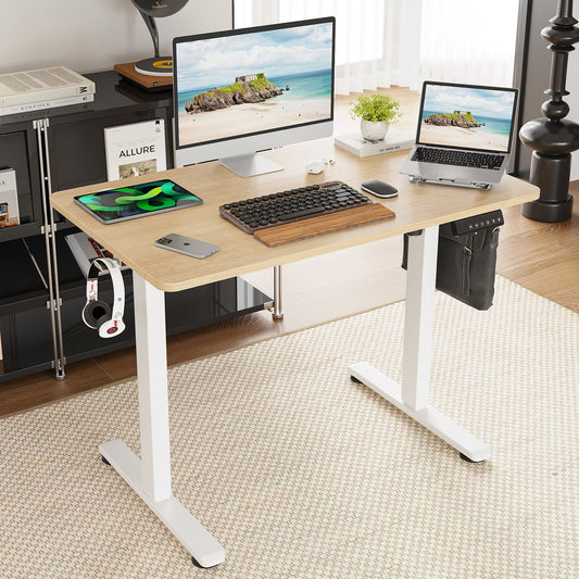 STARY 40 "X 24" Electric Standing Desk, Adjustable Height Standing Desk with Splice Board for Home Office, Nature