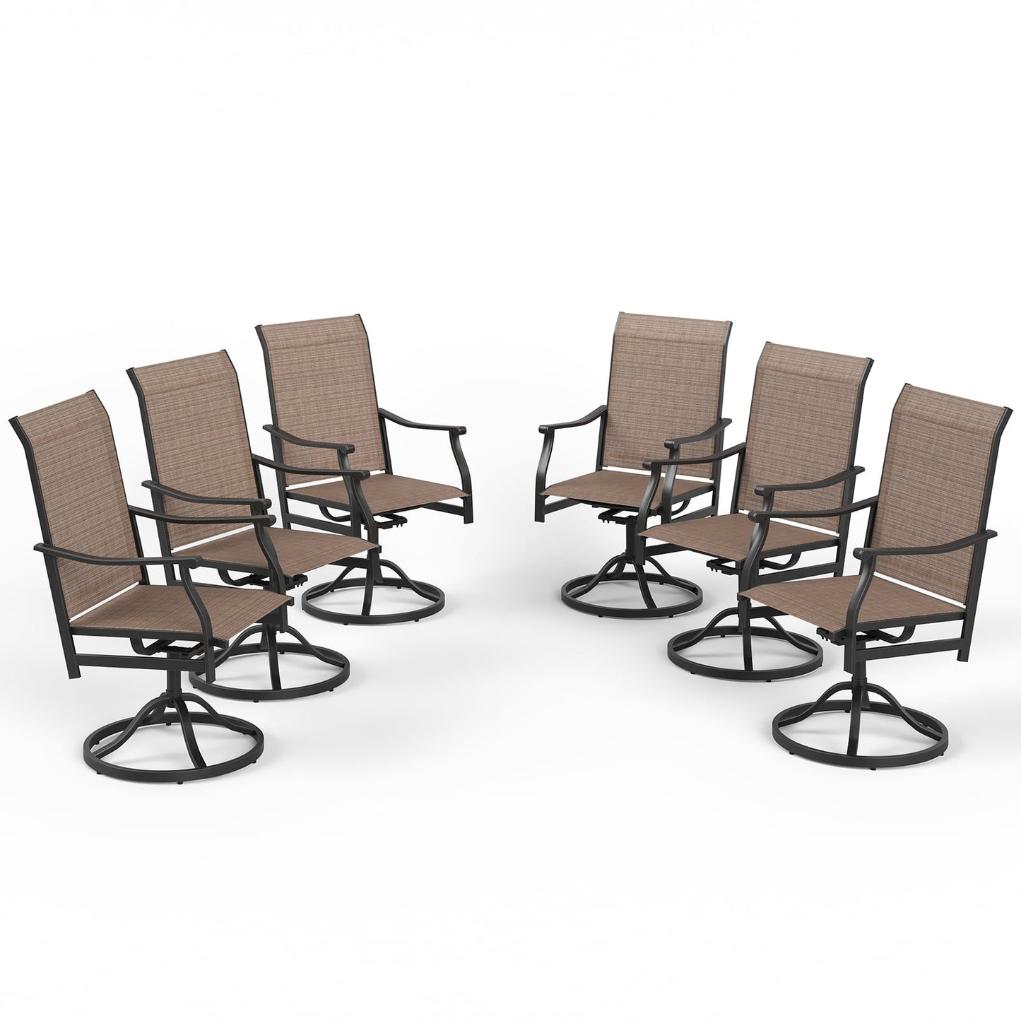 STARY Set of 6 Outdoor Dining Chairs, 360° Swivel Dining Chair with Textilene Fabric, Metal Outdoor Armchair Resistant to All Weather Conditions, Ergonomic Comfort, Perfect for Patio, Backyard, Balcony