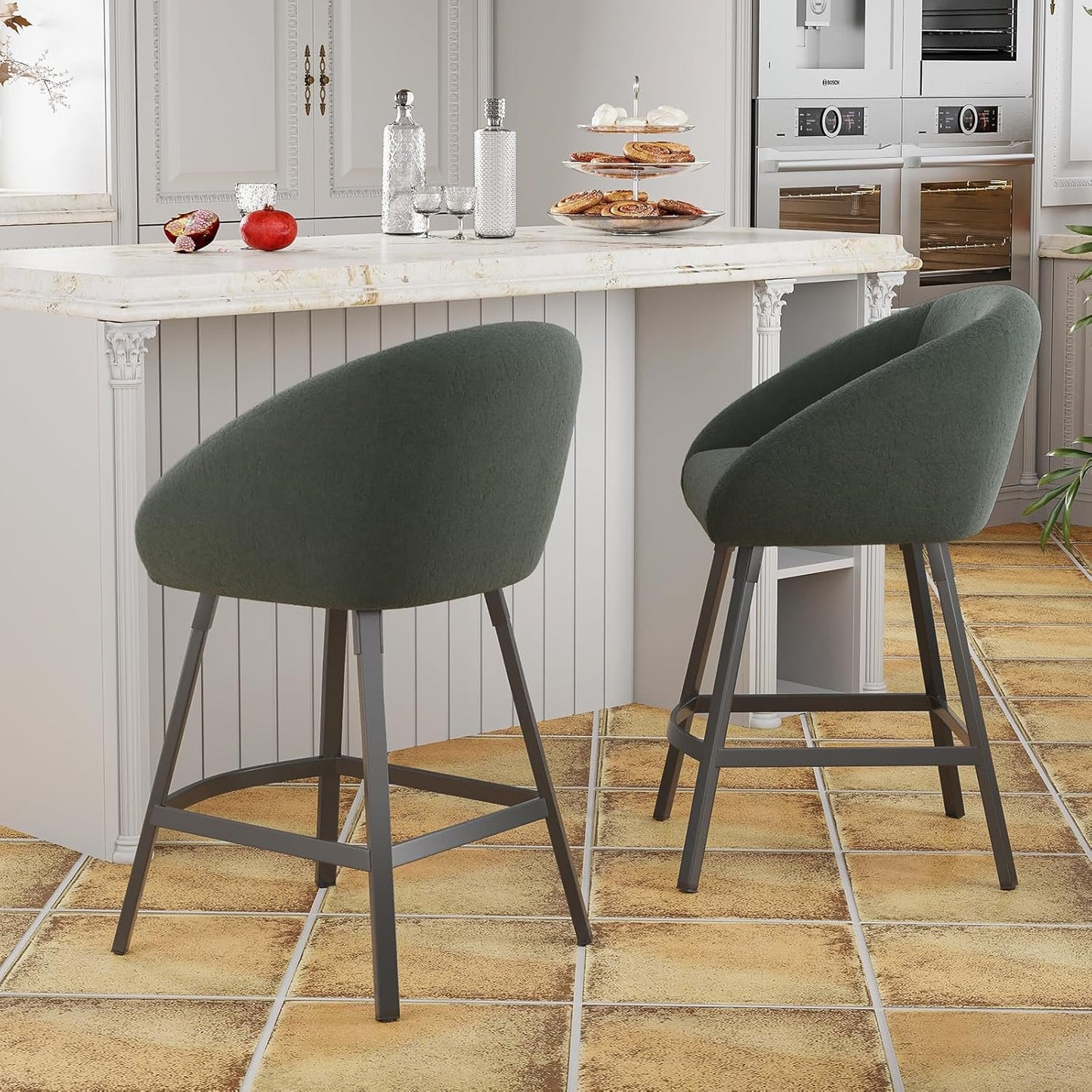 STARY Bar Stools Set of 2,Upholstered Bar Stool with Back, 27 inch Height Counter Height Barstools for Home Kitchen Island