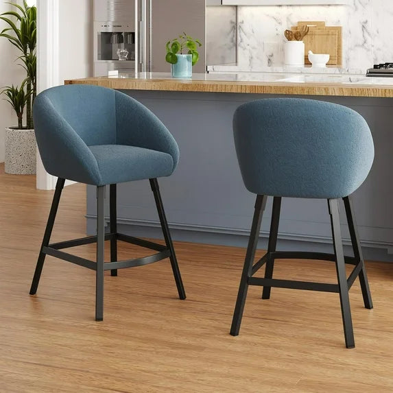 STARY Bar Stools Set of 2,Upholstered Bar Stool with Back, 27 inch Height Counter Height Barstools for Home Kitchen Island