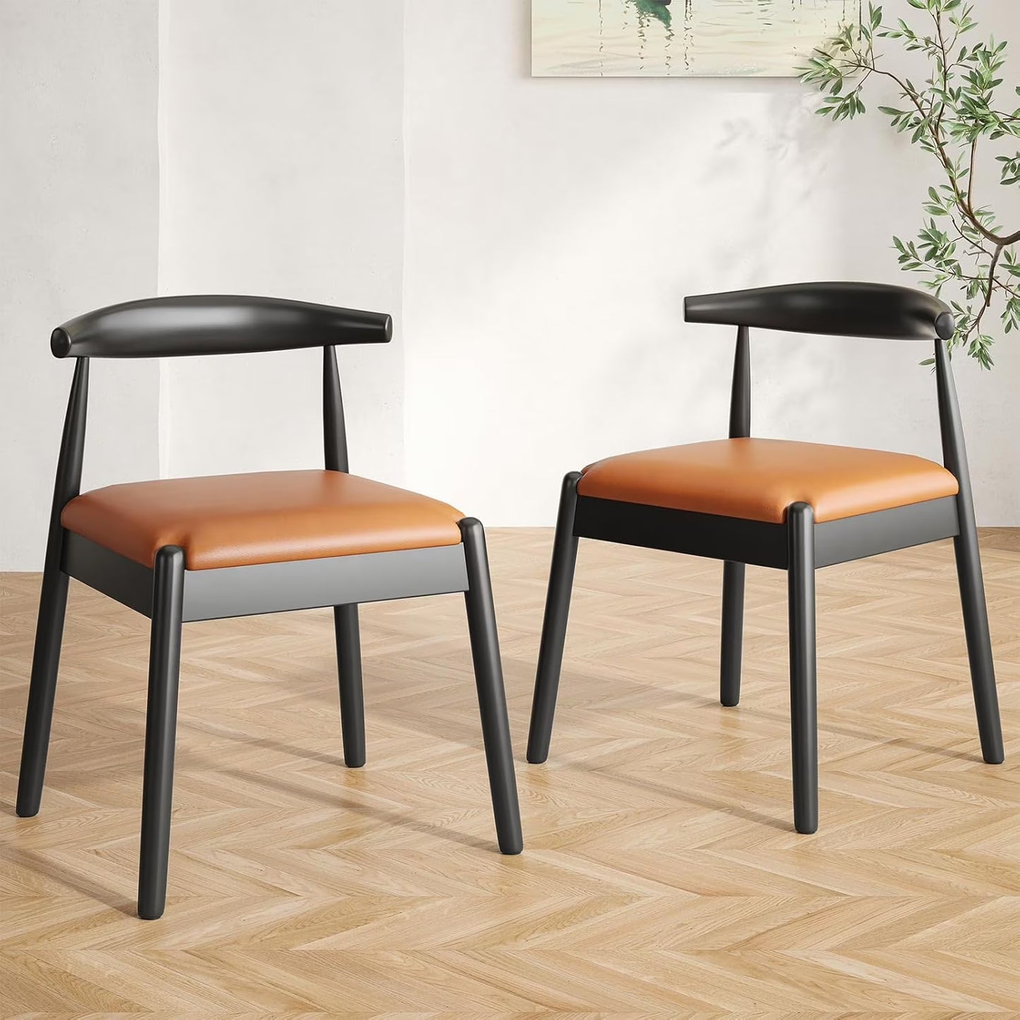 STARY Set of 2 Dining Chairs, Mid-Century Modern Kitchen and Dining Chairs for Dining Room, Dining Table Chairs with Solid Wood Legs