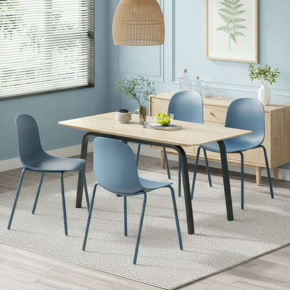 STARY Modern Plastic Stackable Dining Chair Set of 4 with Metal Legs for Indoor or Outdoor
