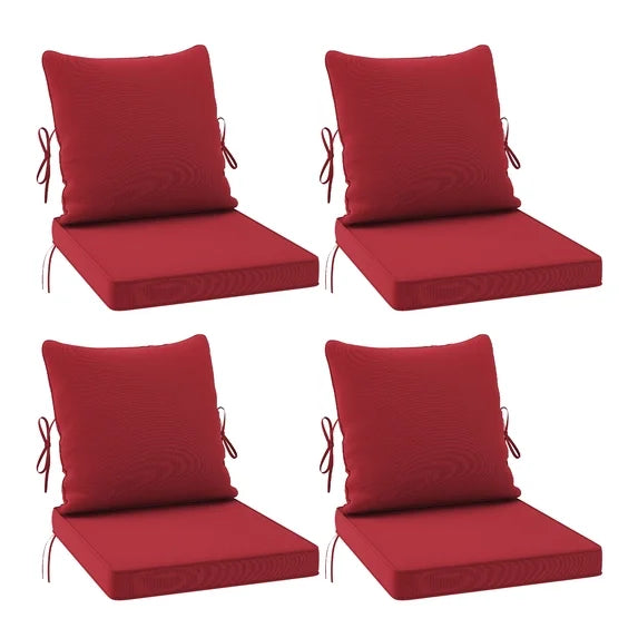 STARY Outdoor Deep Seat Cushions for Patio Furniture, 24"x24" Replacement Sectional Cushions for Outdoor Sofa, Armchair, 8 Pieces, Red