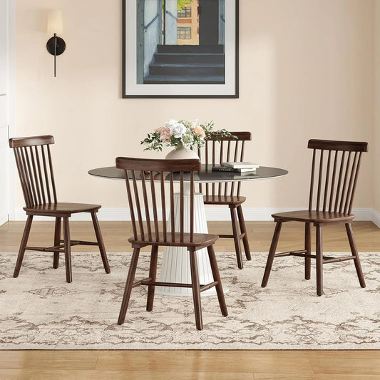 STARY Set of 4 Windsor Dining Chairs, Kitchen and Dining Chairs with Spindle Back, Mid-Century Modern Dining Table Chairs, Wooden Dining Chair