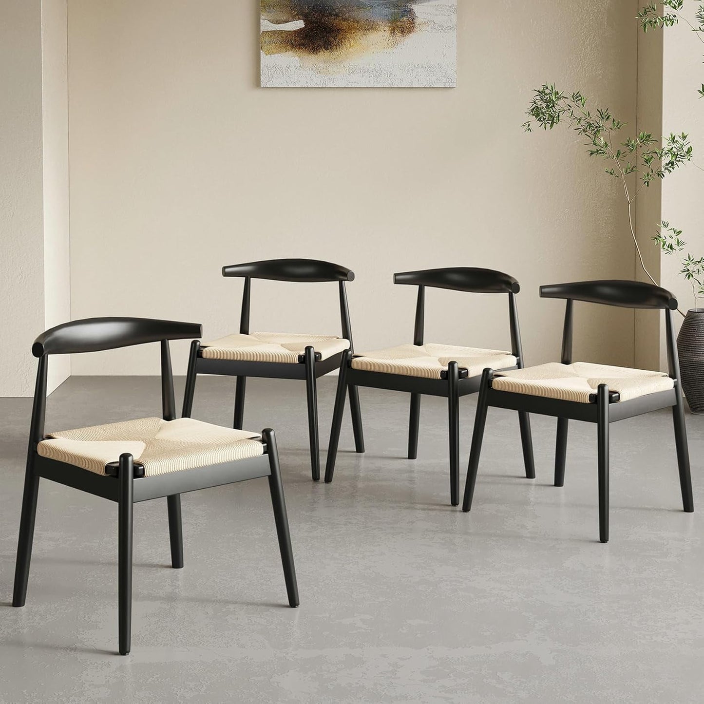 STARY Set of 4 Dining Chairs, Mid-Century Modern Kitchen and Dining Chairs for Dining Room, Dining Table Chairs with Solid Wood Legs