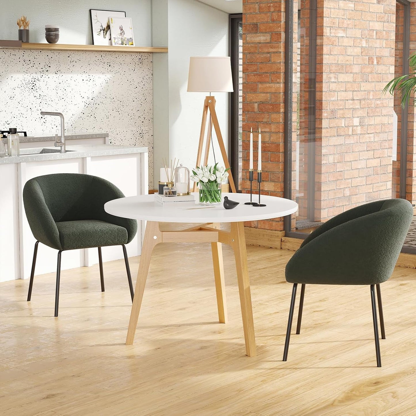 STARY Kitchen Room Dining Chairs Set of 2,Upholstered Kitchen Chairs with Back, Mid-Century Modern Dining Chairs for Home Dining Room