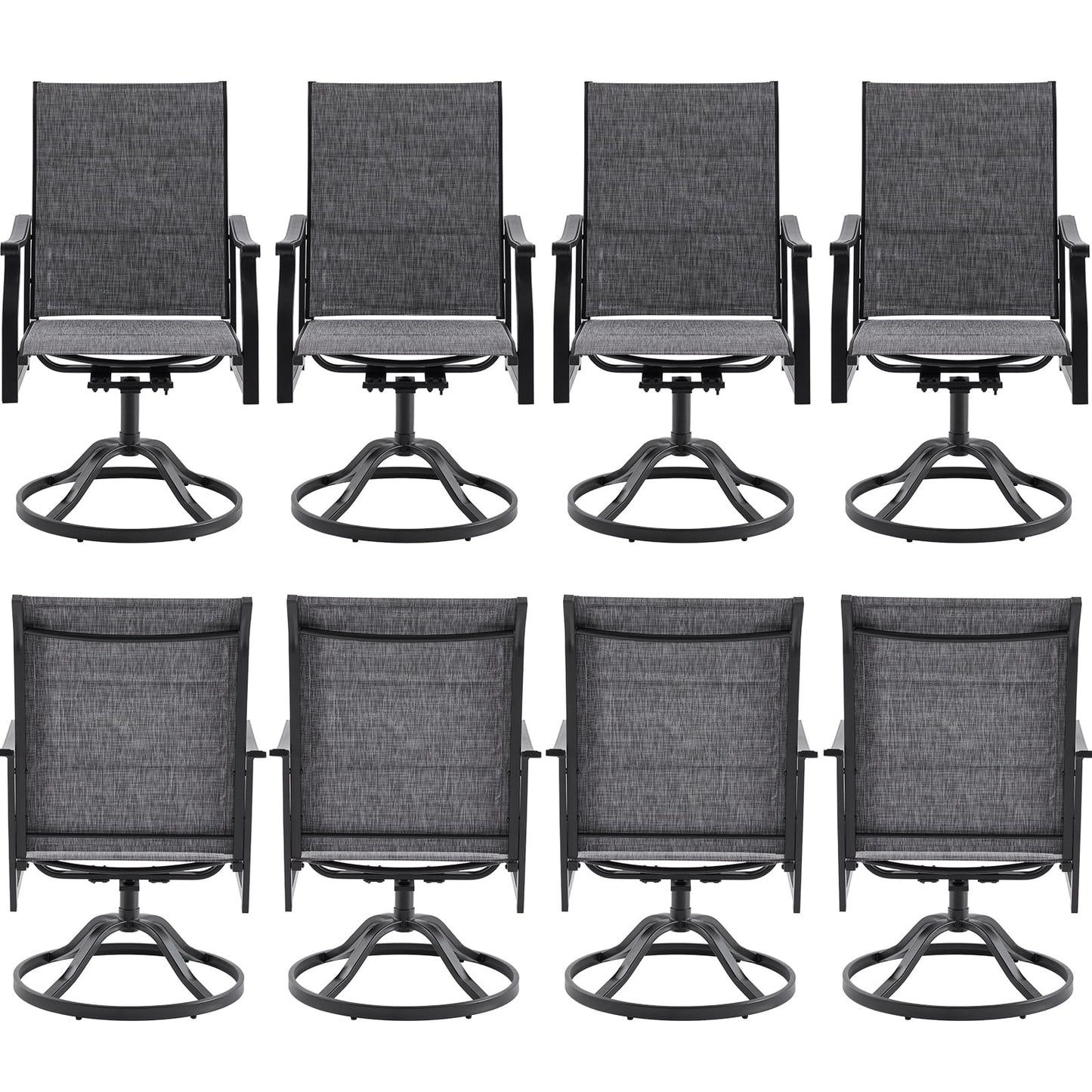 STARY Set of 8 Outdoor Dining Chairs, 360° Swivel Dining Chair with Textilene Fabric, All-Weather Resistant Outdoor Metal Armchair, Ergonomic Comfort, Perfect for Patio, Backyard, Balcony