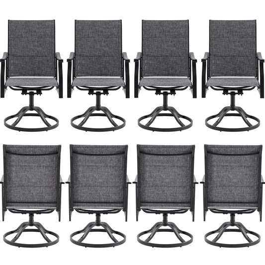 STARY Set of 8 Outdoor Dining Chairs, 360° Swivel Dining Chair with Textilene Fabric, All-Weather Resistant Outdoor Metal Armchair, Ergonomic Comfort, Perfect for Patio, Backyard, Balcony