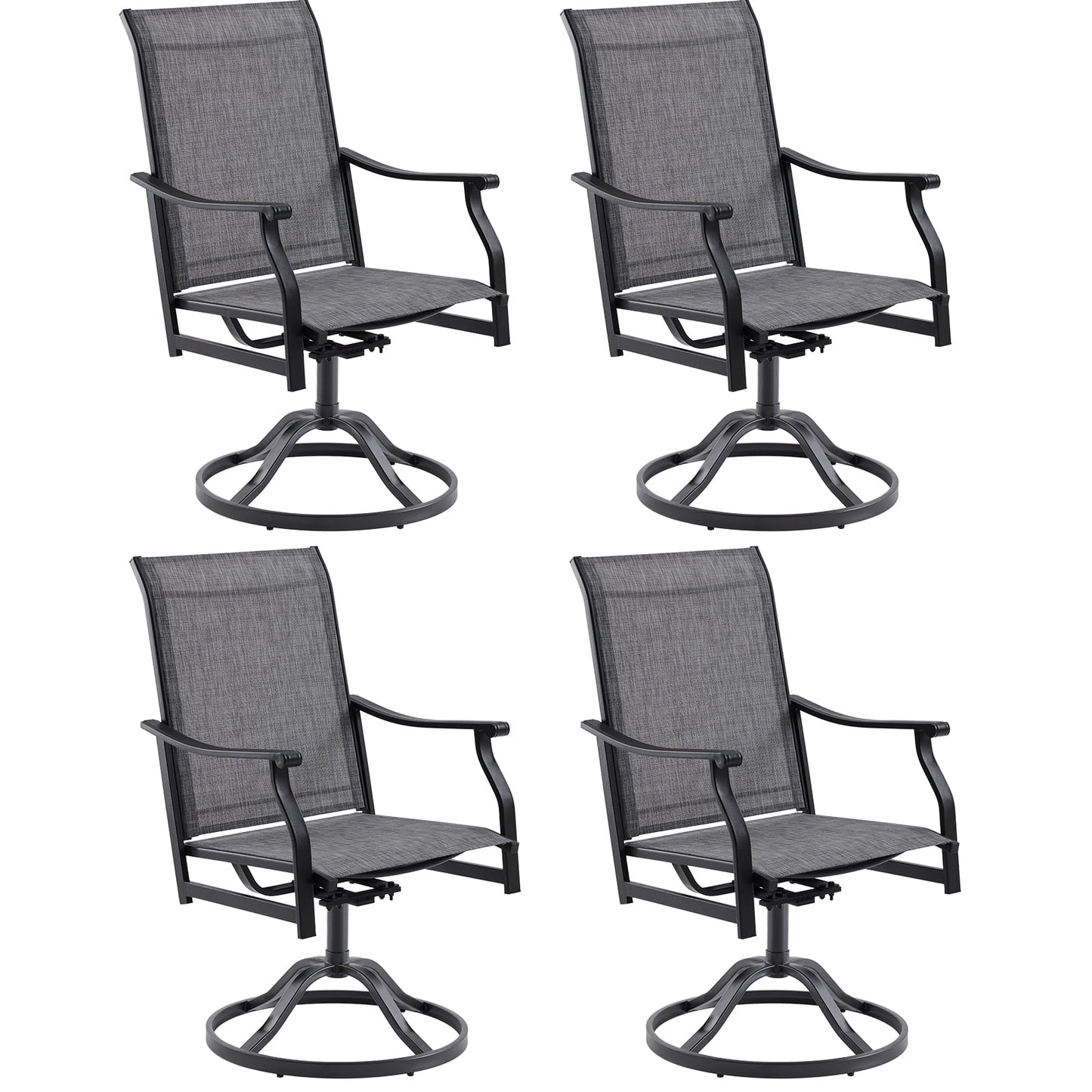 STARY Set of 4 Outdoor Dining Chairs, 360° Swivel Dining Chair with Textilene Fabric, All-Weather Resistant Outdoor Metal Armchair, Ergonomic Comfort, Perfect for Patio, Backyard, Balcony