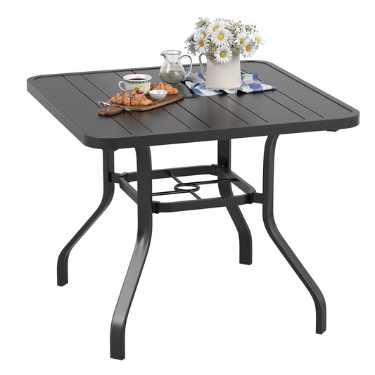 STARY 35"x35" Patio Dining Table, 1.57" Outdoor Square Dining Table with Umbrella Hole for Backyard and Poolside
