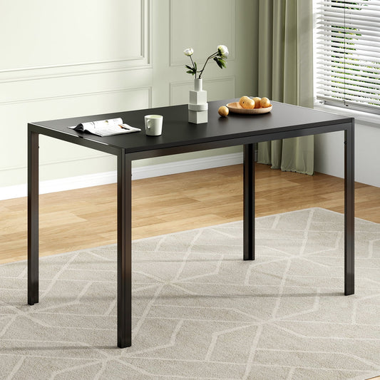 STARY Black Dining Table for 4-6 People, 47" Rectangular Wooden Dining Table and Metal Structure for Home Kitchen Desk (47 Inches)
