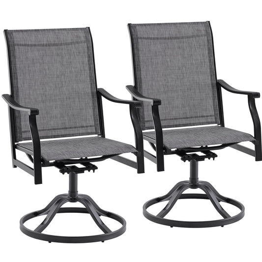 STARY Set of 2 Outdoor Dining Chairs, 360° Swivel Dining Chair with Textilene Fabric, All-Weather Resistant Metal Outdoor Armchair, Ergonomic Comfort, Perfect for Patio, Backyard, Balcony