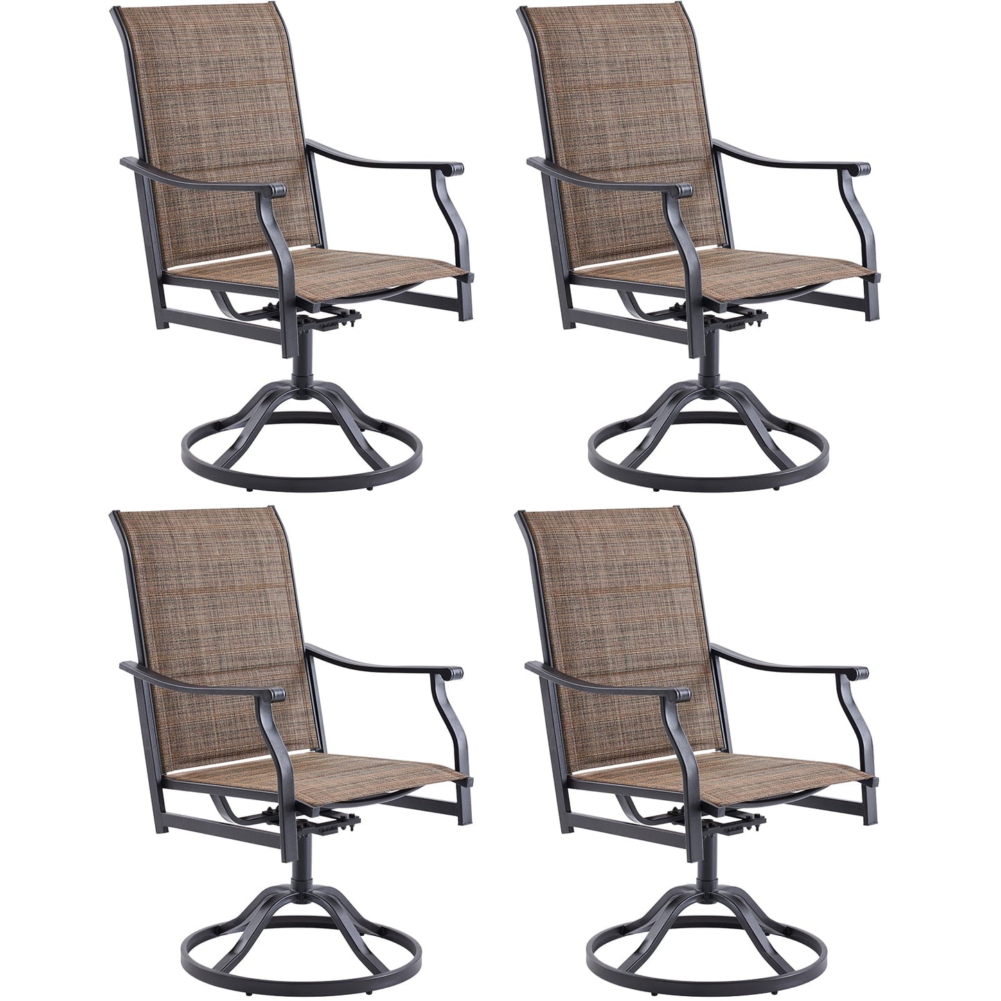 STARY Set of 4 Outdoor Dining Chairs, 360° Swivel Dining Chair with Textilene Fabric, All-Weather Resistant Outdoor Metal Armchair, Ergonomic Comfort, Perfect for Patio, Backyard, Balcony