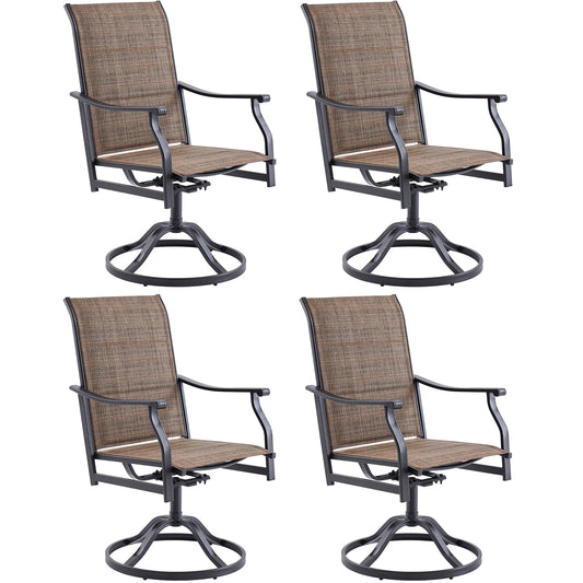 STARY Set of 4 Outdoor Dining Chairs, 360° Swivel Dining Chair with Textilene Fabric, All-Weather Resistant Outdoor Metal Armchair, Ergonomic Comfort, Perfect for Patio, Backyard, Balcony