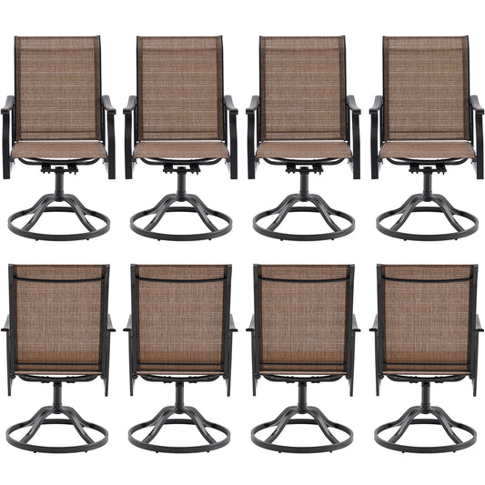 STARY Set of 8 Outdoor Dining Chairs, 360° Swivel Dining Chair with Textilene Fabric, All-Weather Resistant Outdoor Metal Armchair, Ergonomic Comfort, Perfect for Patio, Backyard, Balcony