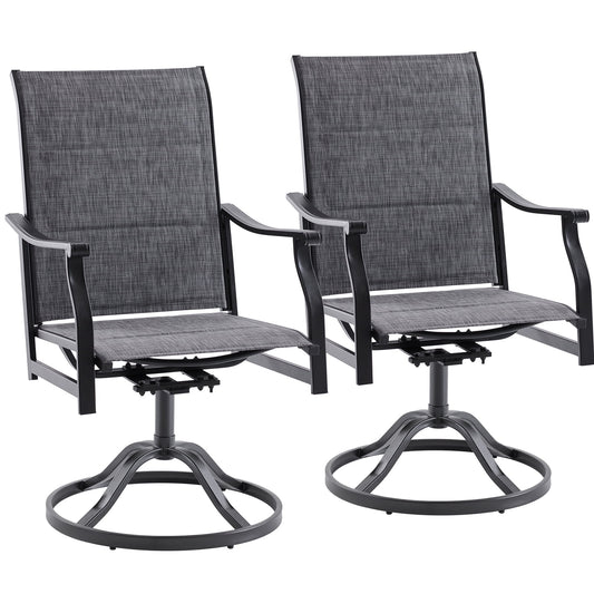 STARY Set of 2 Outdoor Dining Chairs, 360¡ã Swivel Dining Chair with Textilene Fabric, All-Weather Resistant Metal Outdoor Armchair, Ergonomic Comfort, Perfect for Patio, Backyard, Balcony