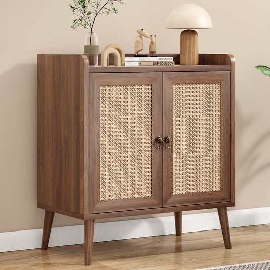 STARY Sideboard Buffet Bar Cabinets with Rattan Decorated Doors (Wine)
