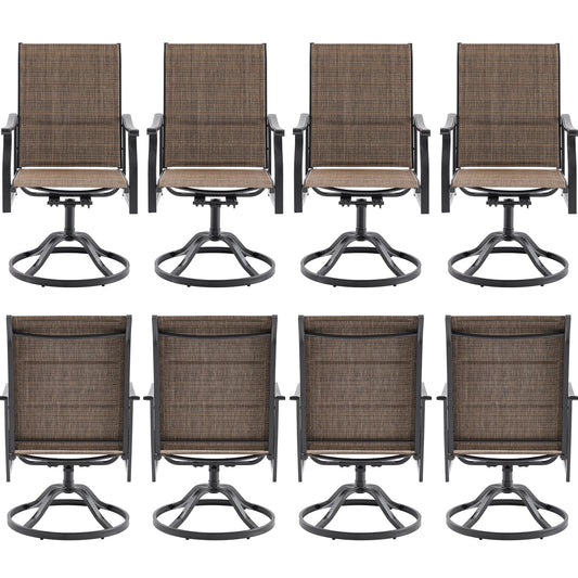 STARY Set of 8 Outdoor Dining Chairs, 360° Swivel Dining Chair with Textilene Fabric, All-Weather Resistant Outdoor Metal Armchair, Ergonomic Comfort, Perfect for Patio, Backyard, Balcony