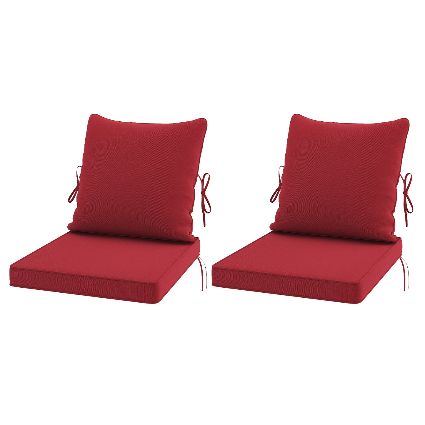 STARY Outdoor Deep Seat Cushions for Patio Furniture, 24"x24" Replacement Sectional Cushions for Outdoor Sofa, Armchair, 4 Pieces, Red