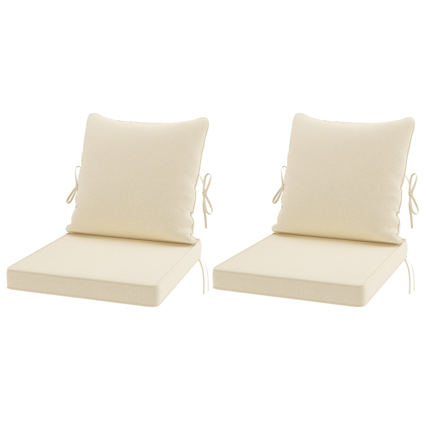 STARY Outdoor Deep Seat Cushions for Patio Furniture, 24"x24" Replacement Sectional Cushions for Outdoor Sofa, Armchair, 4 Pieces, Cream