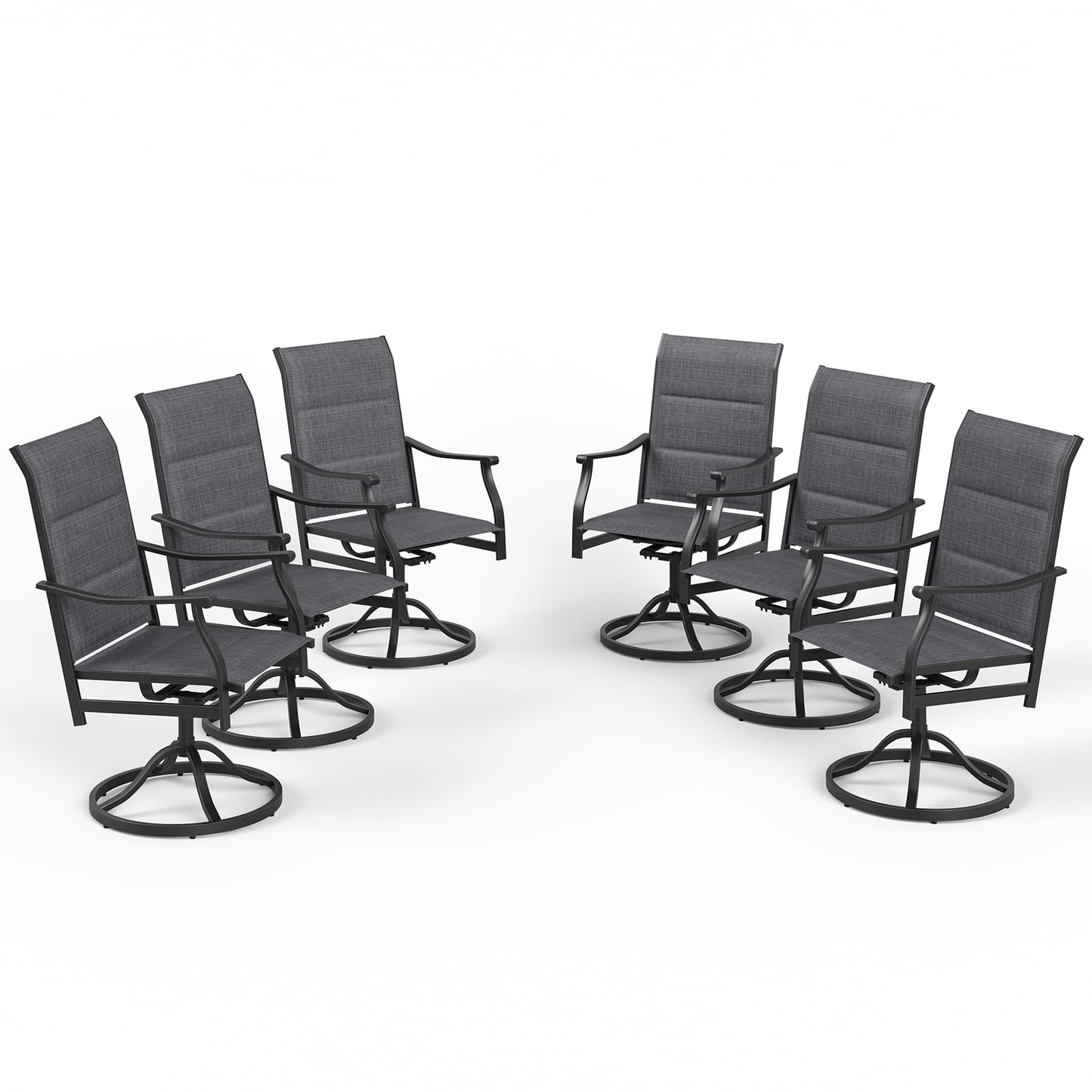 STARY Set of 6 Outdoor Dining Chairs, 360° Swivel Dining Chair with Textilene Fabric, Metal Outdoor Armchair Resistant to All Weather Conditions, Ergonomic Comfort, Perfect for Patio, Backyard, Balcony