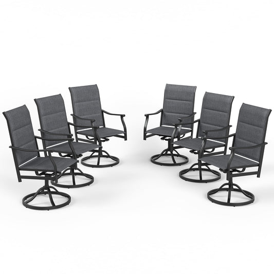 STARY Set of 6 Outdoor Dining Chairs, 360° Swivel Dining Chair with Textilene Fabric, Metal Outdoor Armchair Resistant to All Weather Conditions, Ergonomic Comfort, Perfect for Patio, Backyard, Balcony