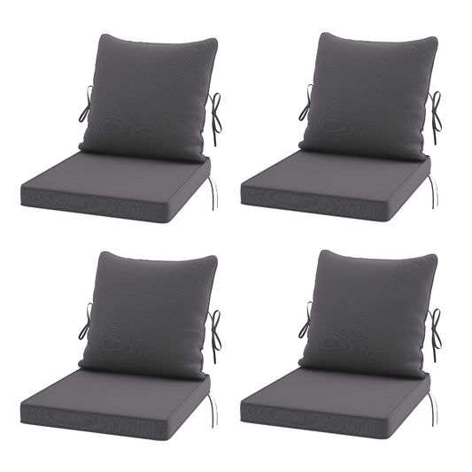 STARY Outdoor Deep Seat Cushions for Patio Furniture, 24"x24" Replacement Sectional Cushions for Outdoor Sofa, Armchair, 8 Pieces, Grey