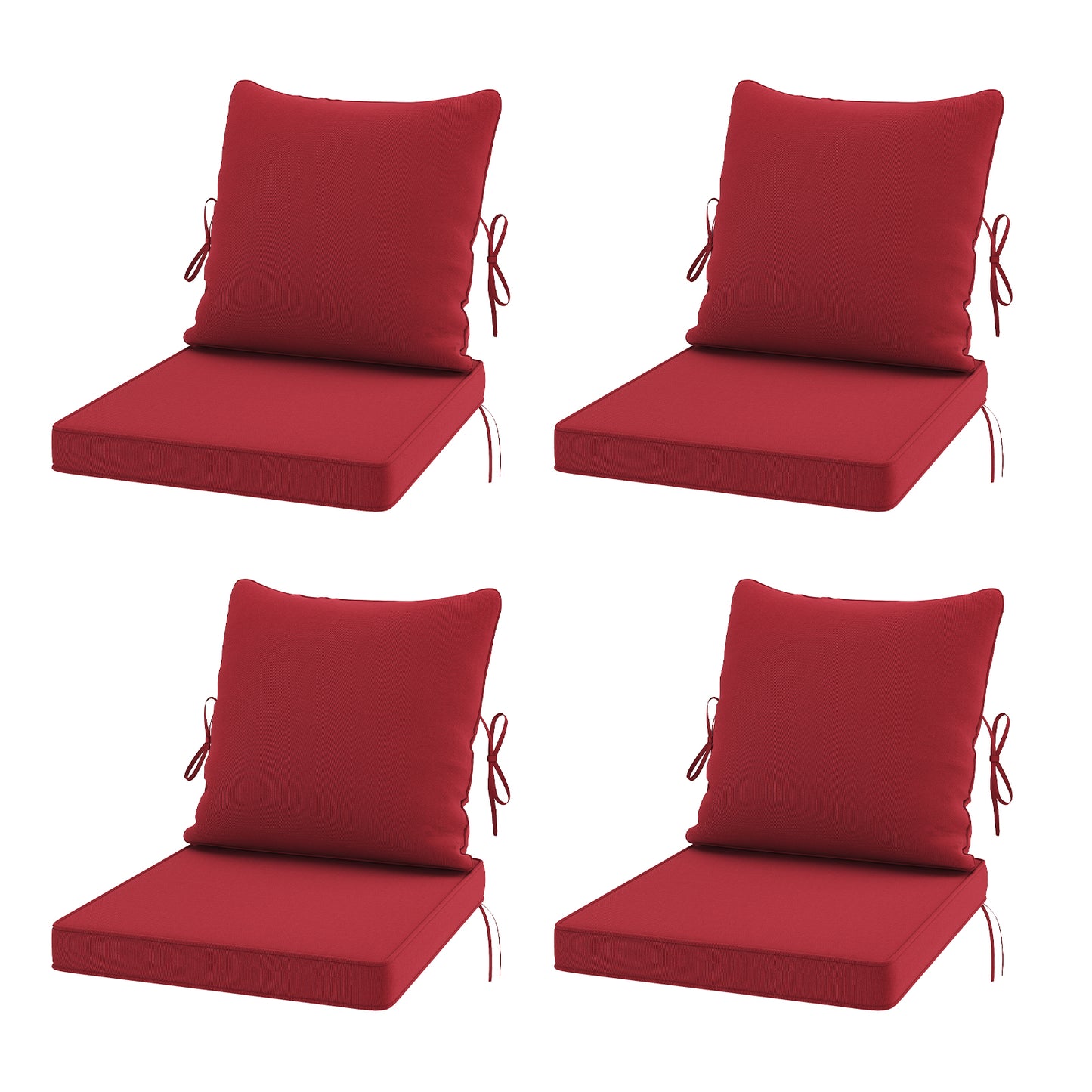 STARY Outdoor Deep Seat Cushions for Patio Furniture, 20"x20" Replacement Sectional Cushions for Outdoor Sofa, Armchair, 8 Pieces, Red