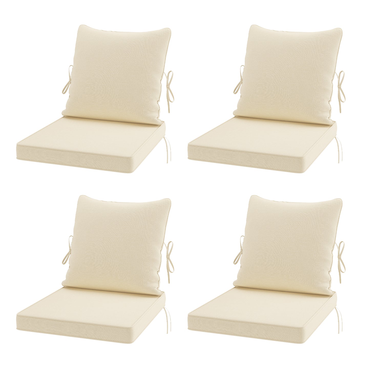 STARY Outdoor Deep Seat Cushions for Patio Furniture, 24"x24" Replacement Sectional Cushions for Outdoor Sofa, Armchair, 8 Pieces, Cream