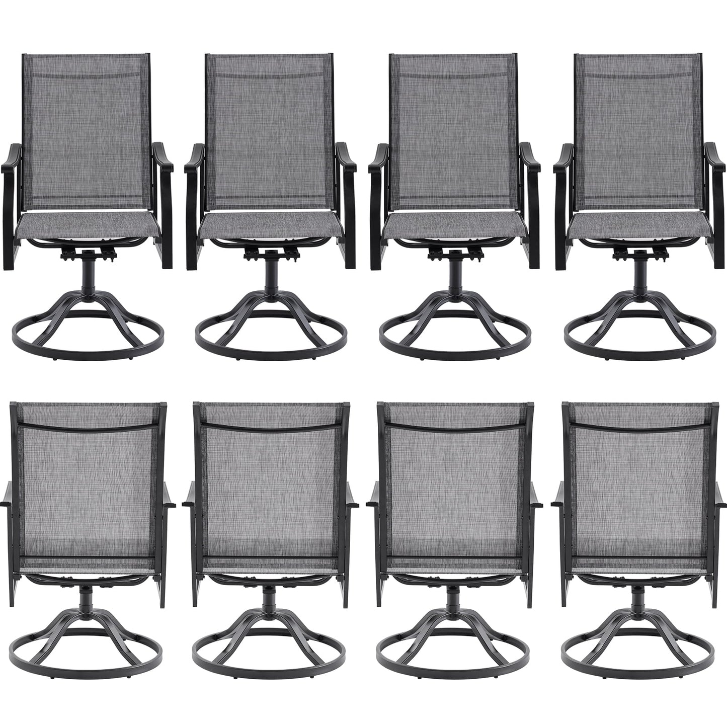 STARY Set of 8 Outdoor Dining Chairs, 360° Swivel Dining Chair with Textilene Fabric, All-Weather Resistant Outdoor Metal Armchair, Ergonomic Comfort, Perfect for Patio, Backyard, Balcony