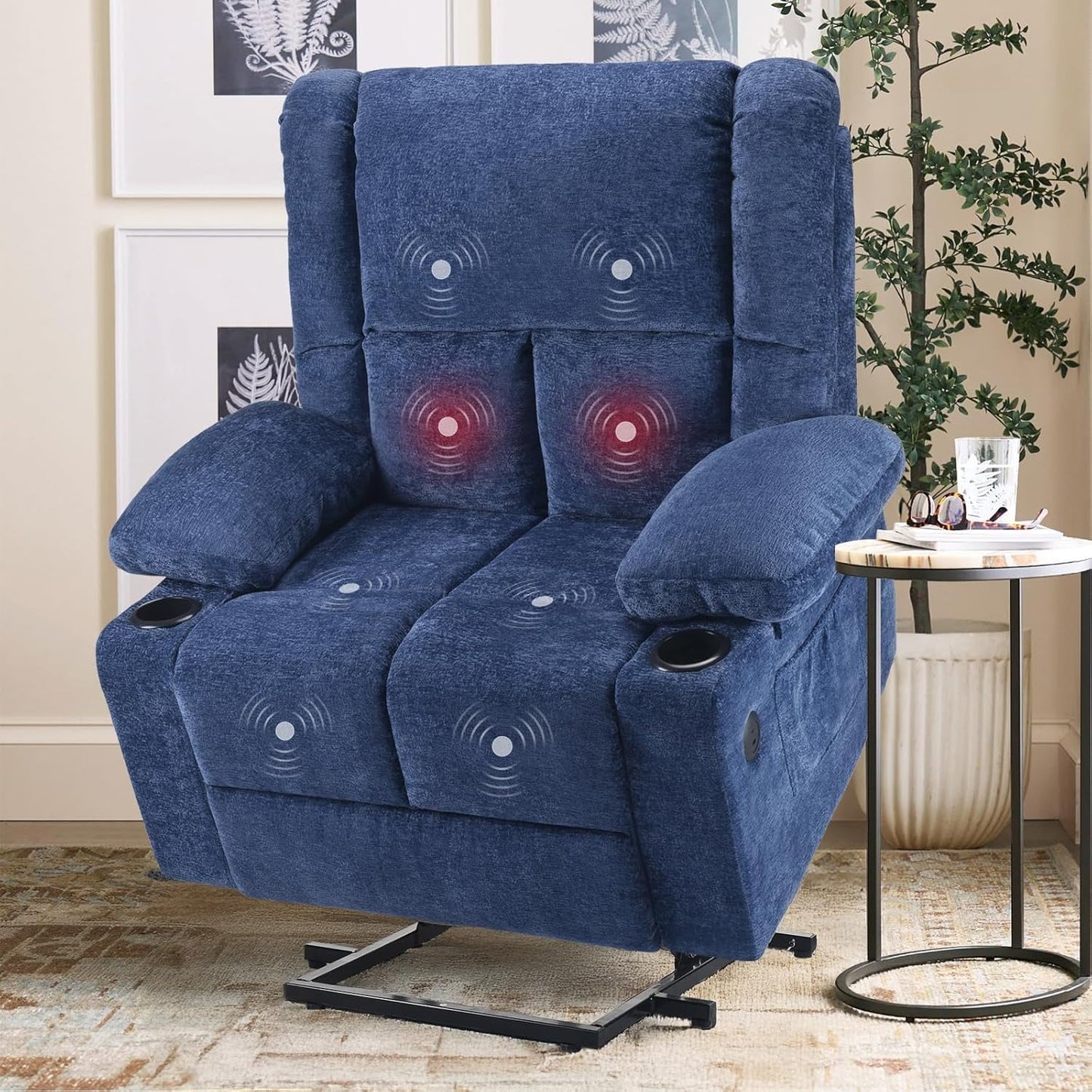 STARY Power Lift Recliner Chair with Massage and Heat for Elderly People, USB Ports and Cup Holders
