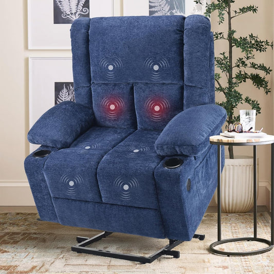 STARY Power Lift Recliner Chair with Massage and Heat for Elderly People, USB Ports and Cup Holders