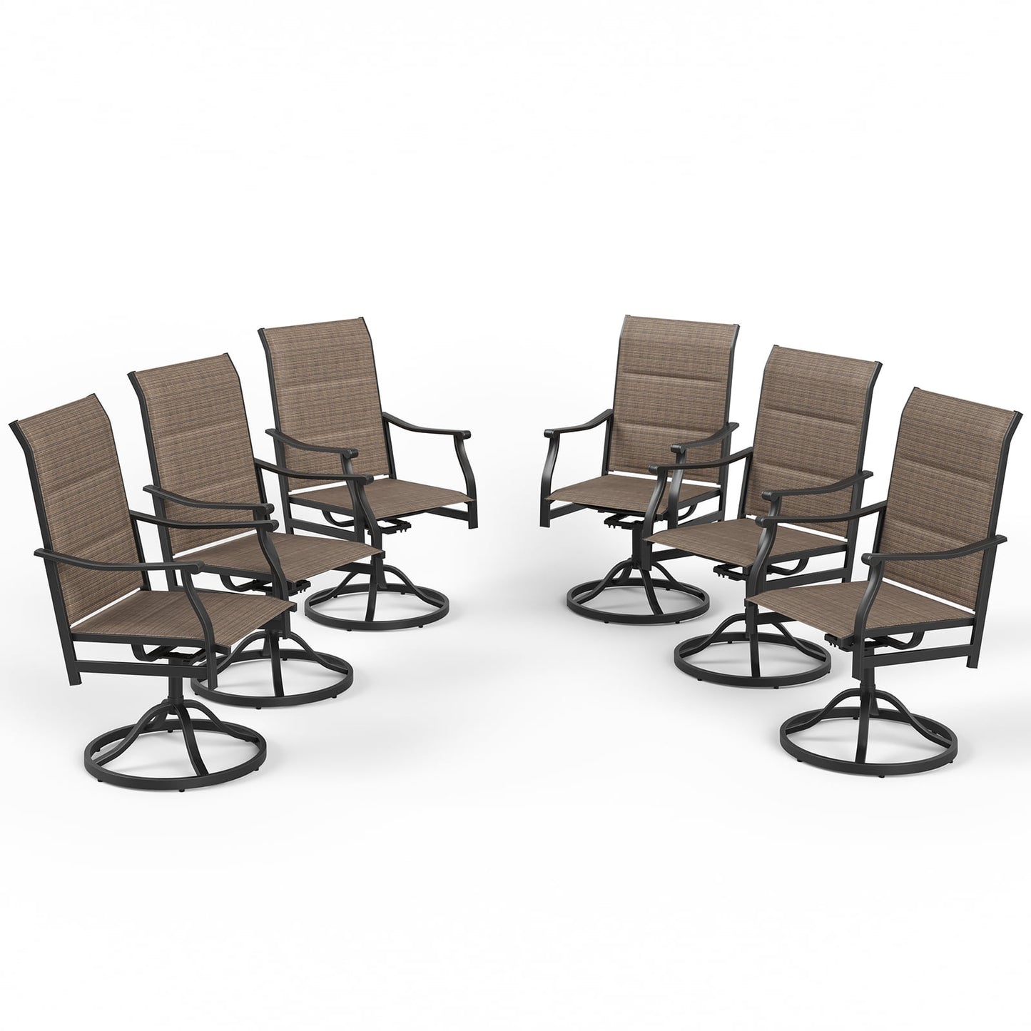 STARY Set of 6 Outdoor Dining Chairs, 360° Swivel Dining Chair with Textilene Fabric, Metal Outdoor Armchair Resistant to All Weather Conditions, Ergonomic Comfort, Perfect for Patio, Backyard, Balcony