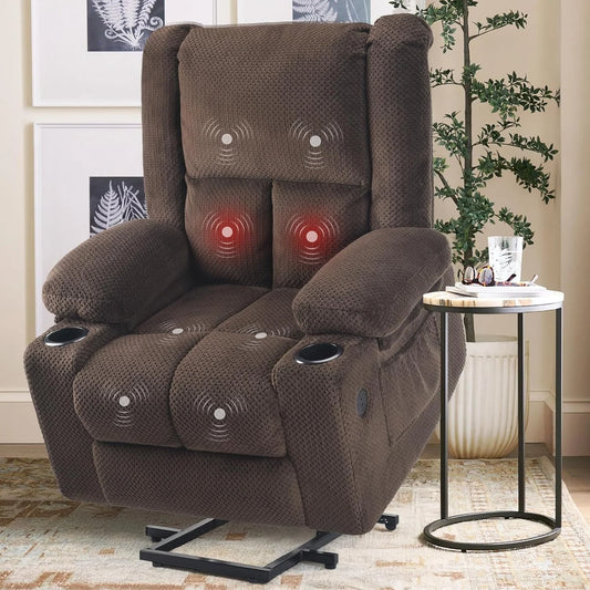 STARY Power Lift Recliner Chair with Massage and Heat for Elderly People, USB Ports and Cup Holders