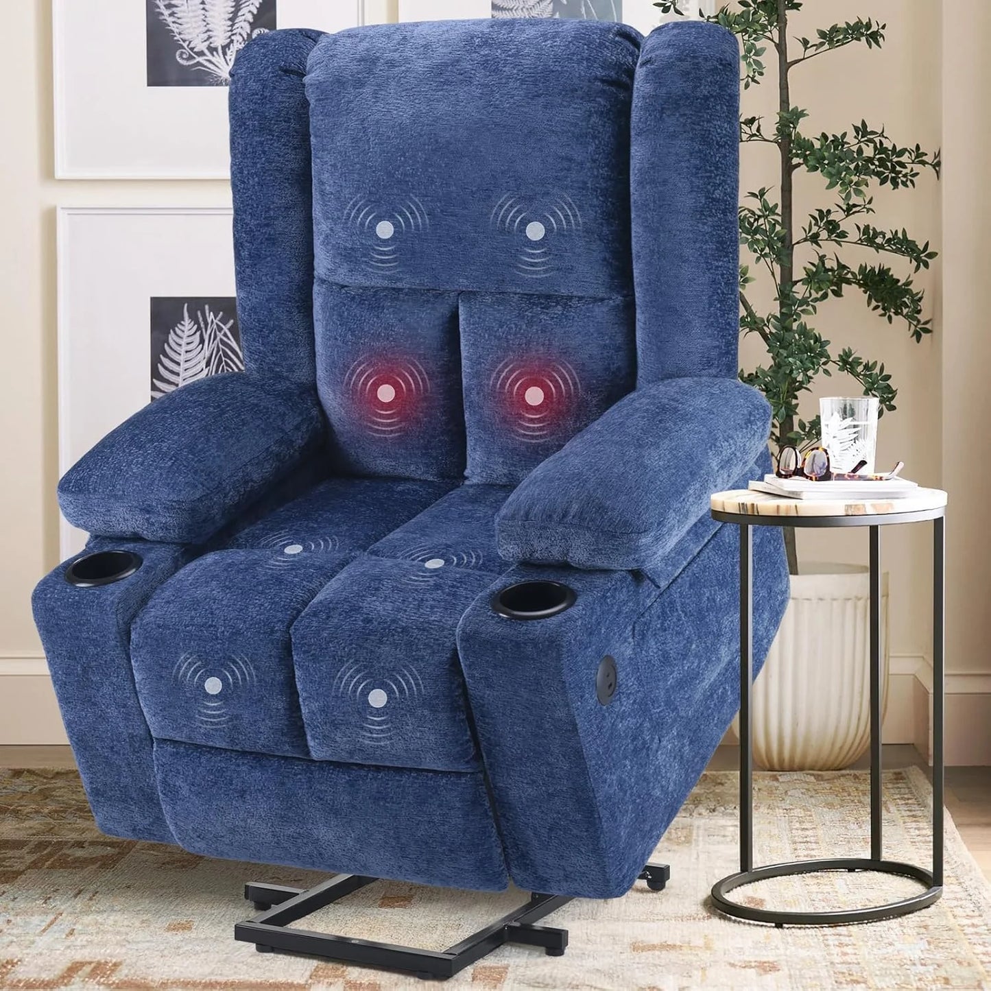 STARY Power Lift Recliner Chair with Massage and Heat for Elderly People, USB Ports and Cup Holders