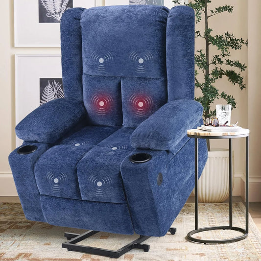 STARY Power Lift Recliner Chair with Massage and Heat for Elderly People, USB Ports and Cup Holders