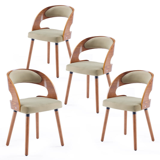 STARY Set of 4 Wooden Dining Chairs with Curved Backrest for Kitchen Dining Room, Green