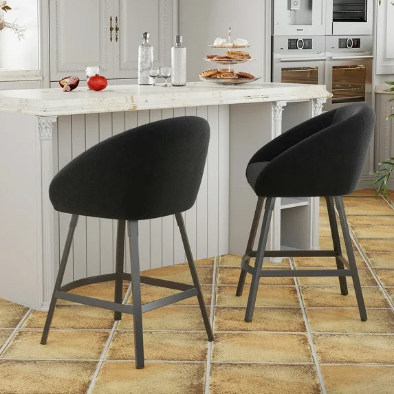 STARY Bar Stools Set of 2,Upholstered Bar Stool with Back, 27 inch Height Counter Height Barstools for Home Kitchen Island