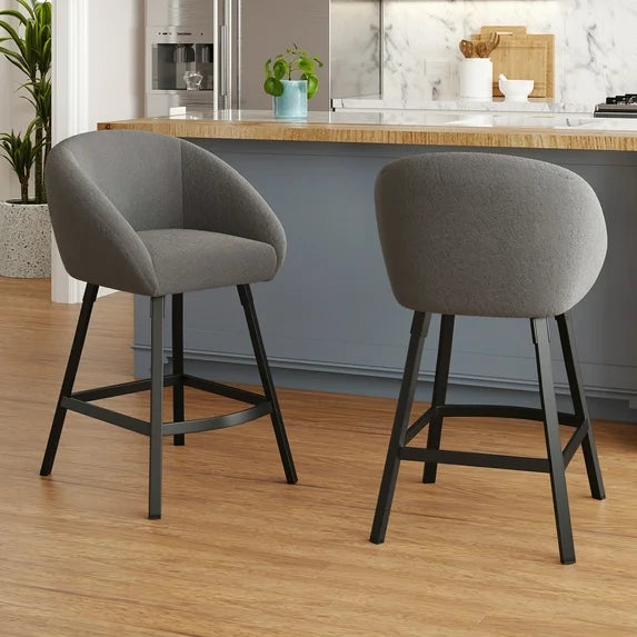 STARY Bar Stools Set of 2,Upholstered Bar Stool with Back, 27 inch Height Counter Height Barstools for Home Kitchen Island