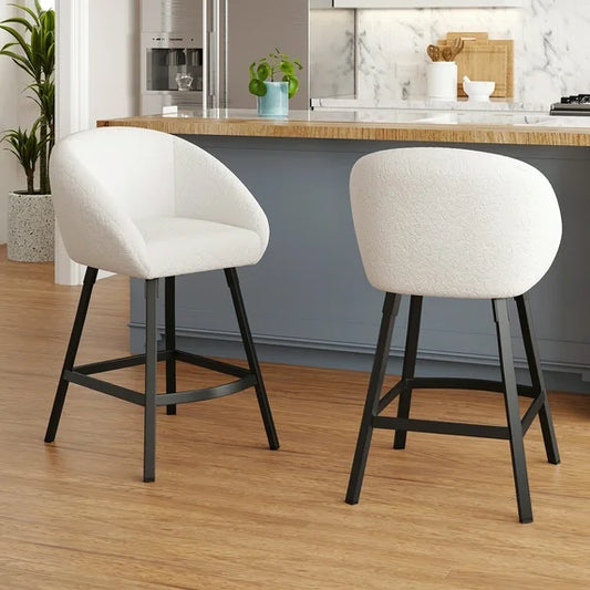 STARY Bar Stools Set of 2,Upholstered Bar Stool with Back, 27 inch Height Counter Height Barstools for Home Kitchen Island