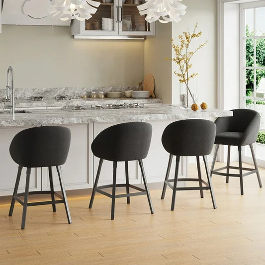 STARY Bar Stools Set of 4,Upholstered Bar Stool with Back, 27 inch Height Counter Height Barstools for Home Kitchen Island