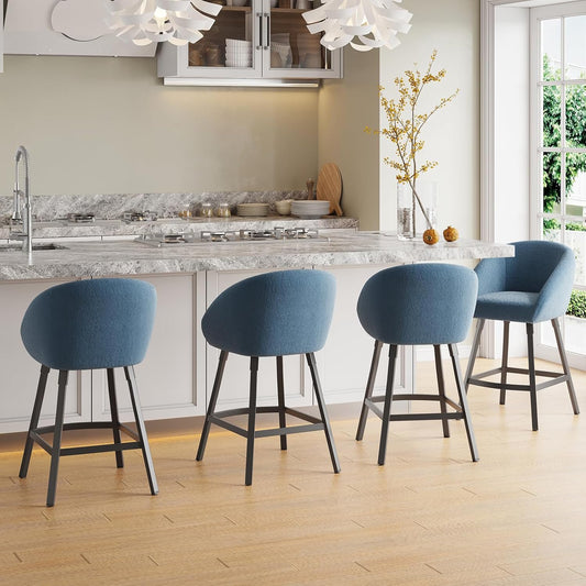 STARY Bar Stools Set of 4,Upholstered Bar Stool with Back, 27 inch Height Counter Height Barstools for Home Kitchen Island
