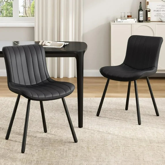 STARY Dining Chairs Set of 2, Faux Leather Kitchen & Dining Room Chairs for Dining Room, Mid Century Modern Dining Table Chairs with Metal Legs